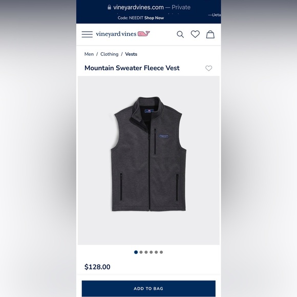 Men’s Vinyard Vines Fleece Vest - Picture 4 of 4